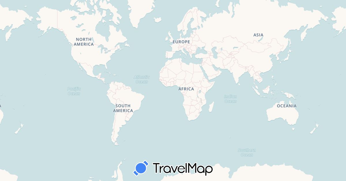 TravelMap itinerary: driving in Chile, France, Hong Kong, New Zealand, French Polynesia (Asia, Europe, Oceania, South America)